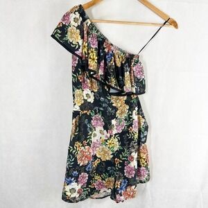 Yumi Kim One Shoulder Dark Floral Romper Size Small